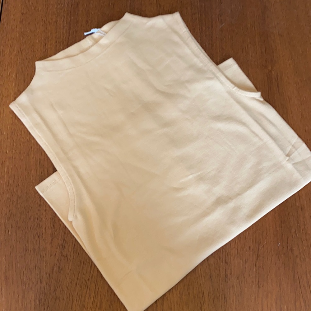 Everlane Pima Micro-Ribbed Funnel Tank - Sesame
